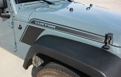 Calcomanía adhesiva de vinilo de franjas contorno PERSONALIZADAS para capó y guardabarros delantero para Jeep Wrangler 2007-2017