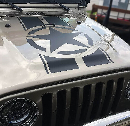 Calcomanía de vinilo Military Star para capó de Jeep Wrangler