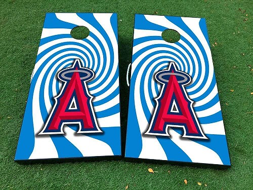Set de Vinilo Adhesivo en Espiral para Tablero de Cornhole de Béisbol Los Angeles Angels