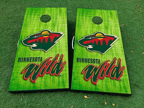 Set de vinilo adhesivo para tablero de cornhole de hockey Minnesota Wild