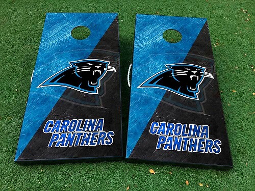 Set de vinilo adhesivo para tablero de cornhole estilo fútbol de los Carolina Panthers