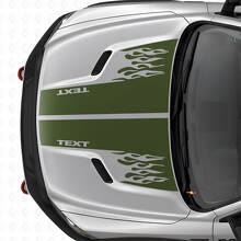 Calcomanía de vinilo de rayas dobles estilo llamas personalizadas para capó de Dodge Ram_3
