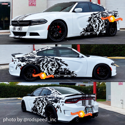 Custom Cat Head Distressed Stripe Pattern Kit completo Adhesivo de vinilo para Dodge Charger