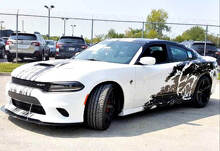 Kit de calcomanías de vinilo de franjas completas estilo Hellcat Grunge para Dodge Challenger y Charger_3