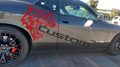 Custom Cat Head Two Color Pair — Adhesivo de vinilo (lateral) para Dodge Challenger