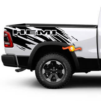 Dodge Ram HEMI Splash Grunge Logo Camión Vinilo Calcomanía cama Gráfico