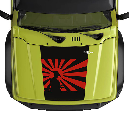 Calcomanía de vinilo para capó Rojo Sol Guerrero Japonés para Suzuki JIMNY