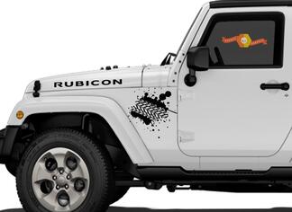 Mud Tire Tracks Jeep Vinilo Decal Hood Rubicon Renegade Sticker Car Truck Vehicle kit