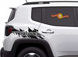 Jeep Renegade - Adhesivo para ventana de capó con diseño de salpicaduras de neumáticos desgastados, vinilo para vehículo