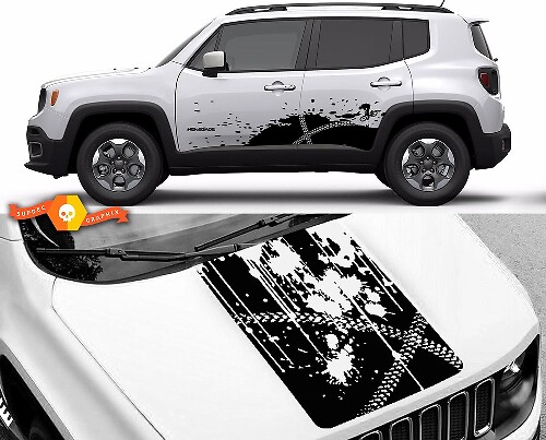 Kit de pegatinas de vinilo lateral y capó Splash para Jeep Renegade