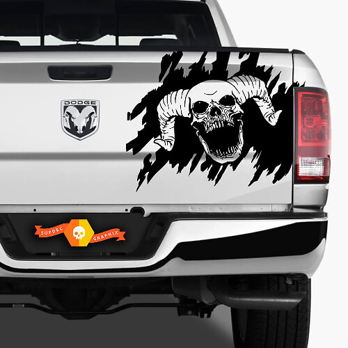Vinilo Adhesivo con Gráfica de Calavera para Portón Trasero de Dodge Ram