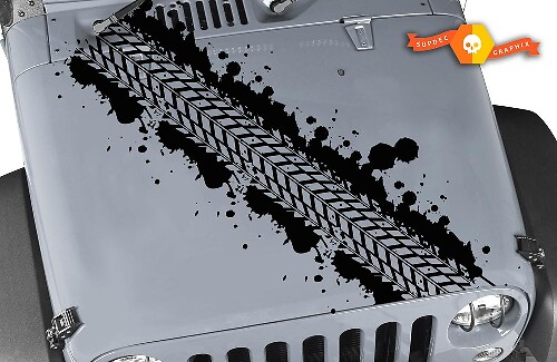 Adhesivo de vinilo para capó con huellas de neumáticos de barro desgastados para Jeep Wrangler