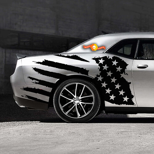 Pegatina lateral desgastada de la bandera de EE. UU. que se adapta a Musclecar Musclecarmodel Dodge Charger Chevy Camaro
