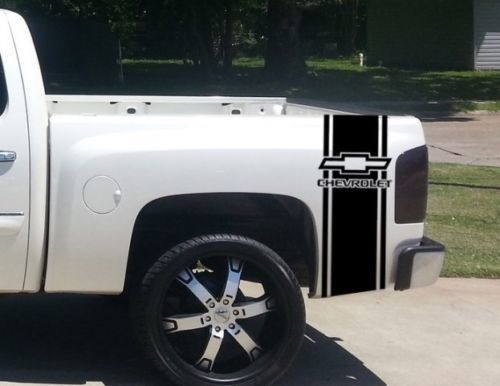 Pegatina de vinilo con rayas del contorno del logotipo de Chevrolet para el lateral de la caja de Chevrolet Colorado