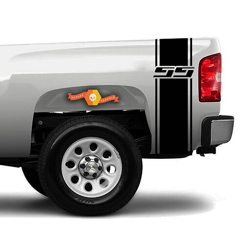 Pegatina de vinilo con adhesivo para la cabecera de la cama con franjas contorneadas del logo SS para Chevrolet Colorado
