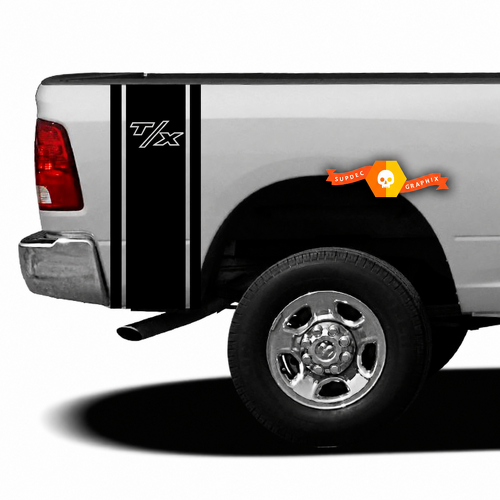Adhesivo de vinilo con franjas verticales a rayas T/X para lateral de cama para Dodge Ram 1500