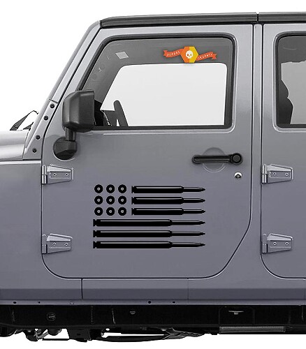 Juego de calcomanías laterales de vinilo estilo bala con bandera de EE.UU. para Jeep Wrangler