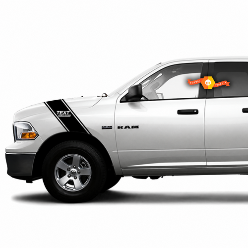 Kit de Pegatinas de Vinilo para Camión con Gráficos de 2 Rayas y Texto Personalizado Powered Hash para Dodge Ram