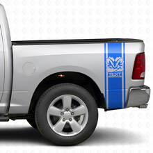 Kit de calcomanías de vinilo personalizadas con franjas laterales traseras estilo Hemi para Dodge Ram_2