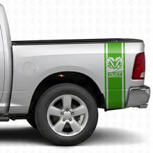 Kit de calcomanías de vinilo personalizadas con franjas laterales traseras estilo Hemi para Dodge Ram_3