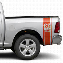 Kit de calcomanías de vinilo personalizadas con franjas laterales traseras estilo Hemi para Dodge Ram_4