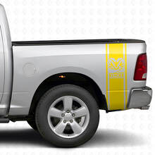Kit de calcomanías de vinilo personalizadas con franjas laterales traseras estilo Hemi para Dodge Ram_5
