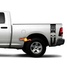Calcomanía de vinilo con franjas laterales estilo calavera Punisher Hemi para Dodge Ram 1500-3500_4