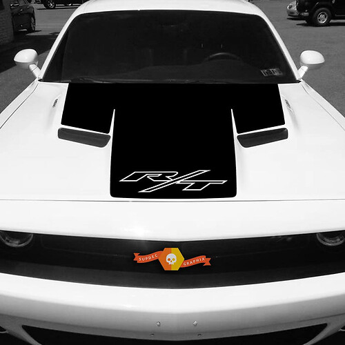 Dodge Challenger R/T Specific 2015 a 2017 R/T Scat Pack 392 Calcomanía para capó Calcomanía a rayas Blackout Scatpack
