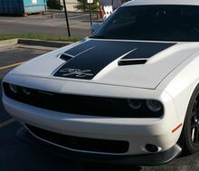 Dodge Challenger R/T Specific 2015 a 2017 R/T Scat Pack 392 Calcomanía para capó Calcomanía a rayas Blackout Scatpack
 2