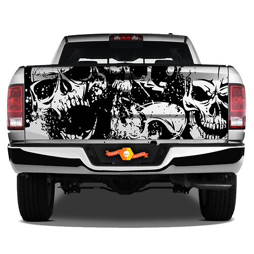Calaveras Grunge Tatuaje Grunge Splash Zombies Walking Dead Undead Graphic Wrap Vinilo adhesivo para portón trasero Camión Pickup SUV
