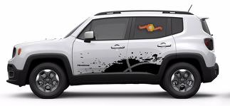 Jeep Renegade Bike Mountain Logo gráfico vinilo calcomanía pegatina Splash Grunge SUV