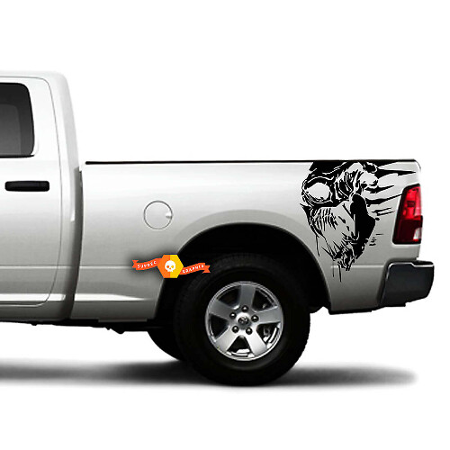 Pegatina lateral trasera de vinilo con calavera desgastada para Dodge Ram 1500