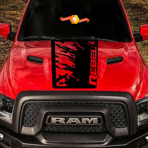 Vinilo adhesivo para capó con salpicaduras grunge para Dodge Ram Rebel 2015-2017