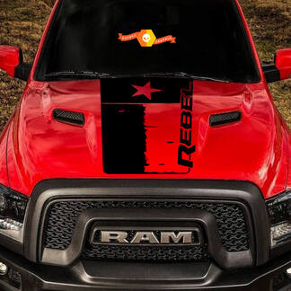 2015-17 Dodge Ram Rebel apenado Texas bandera capucha camión vinilo calcomanía gráfico #2
