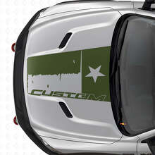 Adhesivo de vinilo para capó con bandera de Texas personalizada envejecida para Dodge Ram 2015-2017_3