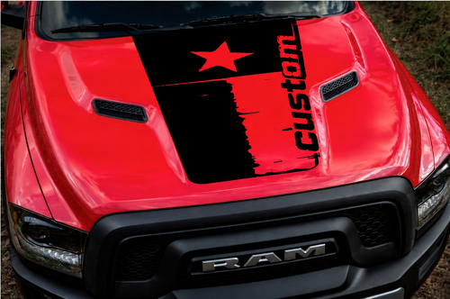 calcomanía personalizada de vinilo para capó con bandera de estrella desgastada para RAM 1500 2015-2017