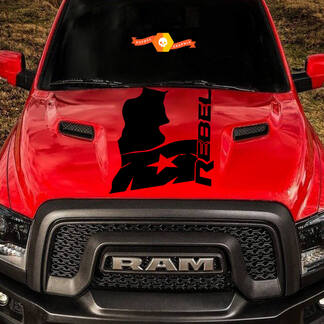2015-17 Dodge Ram Rebel apenado Texas bandera capucha camión vinilo calcomanía gráfico #3