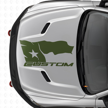 Calcomanía de vinilo para capó con bandera de Texas desgastada y letras para Dodge Ram 2015-17_3