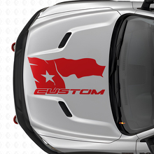 Calcomanía de vinilo para capó con bandera de Texas desgastada y letras para Dodge Ram 2015-17_4