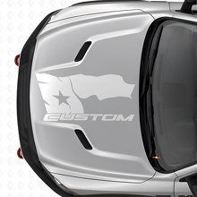 Calcomanía de vinilo para capó con bandera de Texas desgastada y letras para Dodge Ram 2015-17_5
