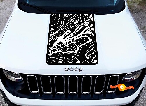 Calcomanía de vinilo del capó con mapa topográfico para Jeep Renegade