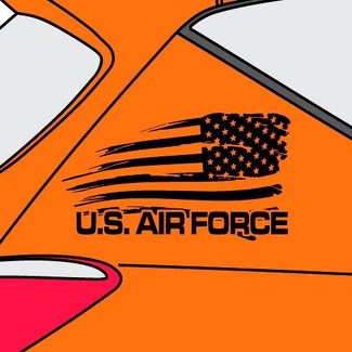 Calcomanía de vinilo gráfico de la bandera estadounidense angustiada de la Fuerza Aérea de los EE. UU. Lado Nissan