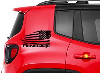Jeep Renegade - Adhesivo de vinilo gráfico con la bandera americana envejecida, cromado lateral