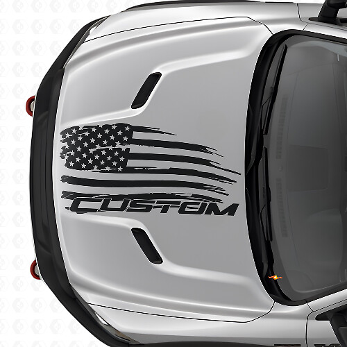Vinilo adhesivo para capó con bandera americana desgastada y letras para Dodge Ram