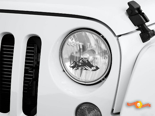 Juego de calcomanías de vinilo con diseño de montañas para faros de Jeep Wrangler