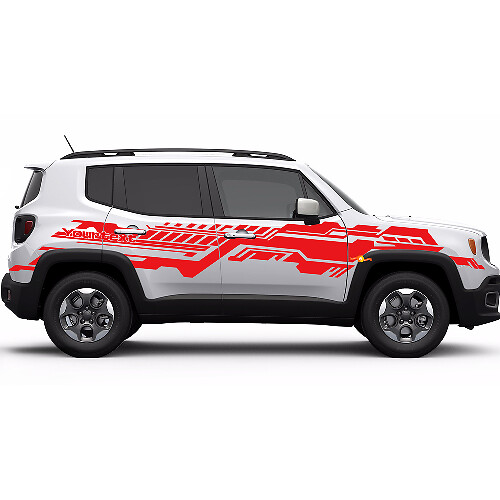 Calcomanía de Vinilo con Rayas Laterales en Estilo Grunge Técnico para Jeep Renegade