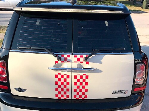 Pegatinas de vinilo con rayas a cuadros para puerta trasera y capó para MINI Clubman 2008-2013