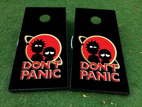 Juego de Pegatinas de Vinilo para Tablero de Cornhole Inspirado en Rick and Morty No Entres en Pánico