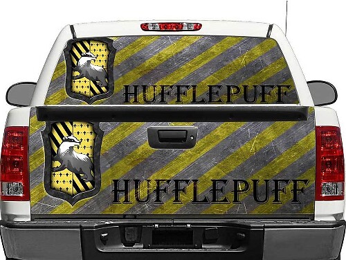 Logo de Hufflepuff Harry Potter Calcomanía de vinilo para ventana trasera o portón trasero para camiones pick-up y SUV