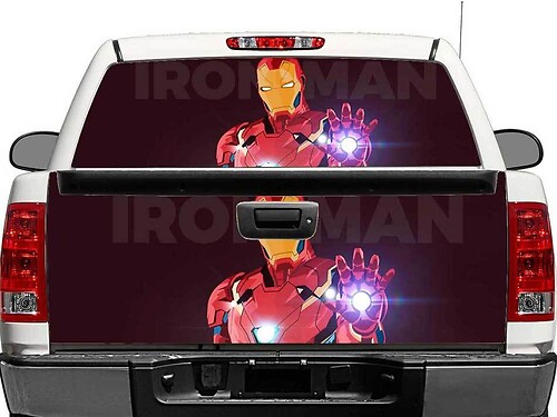 Pegatina de vinilo para luneta trasera y portón trasero Ironman para camiones